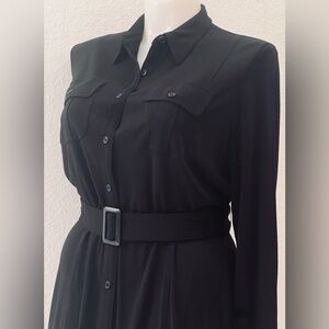 Ralph Lauren Shirt Dress 1X  40 Length Stretch Knit Jersey Rayon Poly Belted